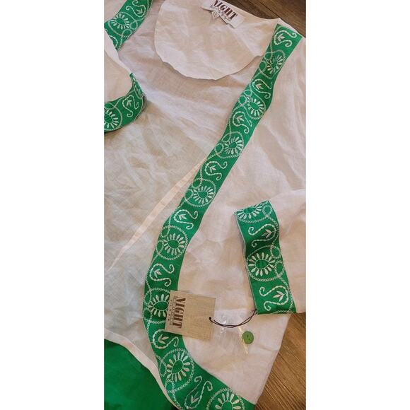 NIGHT STUDIO NWT - Vintage Linen Skirt Set, Green & White Size 22 - BEAUTIFUL! - Picture 2 of 3